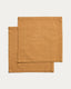 Lerava set of 2 napkins in washed mustard yellow cotton 35 x 35cm