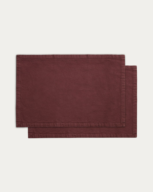 Lerava set of 2 placemats in brown cotton 35 x 50cm