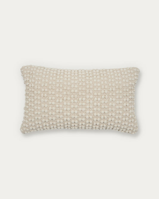 Mascarell cushion cover in white cotton and polyester, 30 x 50 cm