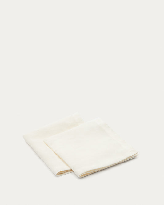 Pals de 2 serviettes, 100% white linen