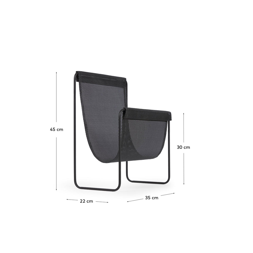Siana black magazine rack in black metal