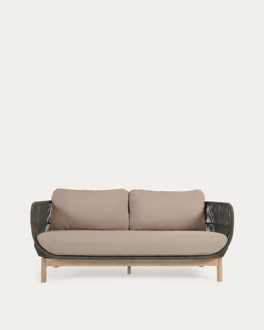 Catalina 3 seater sofa made with green cord and solid acacia wood, 170 cm FSC 100%