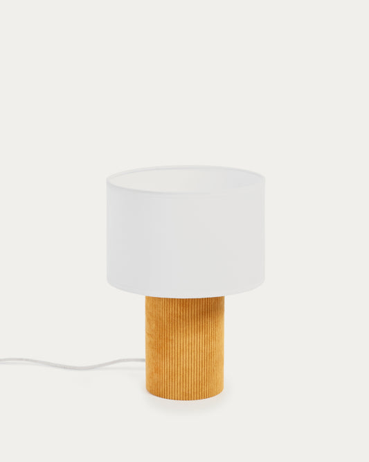 Bianella corduroy table lamp in mustard