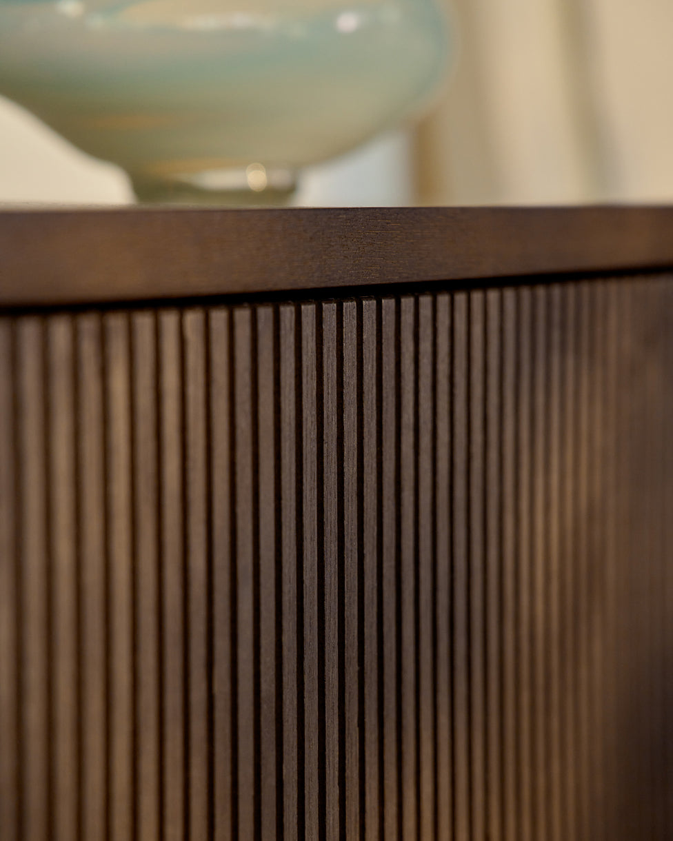 Helvine chest of drawers with 3 drawers in ash veneer with walnut finish 90 x 78cm FSC 100%