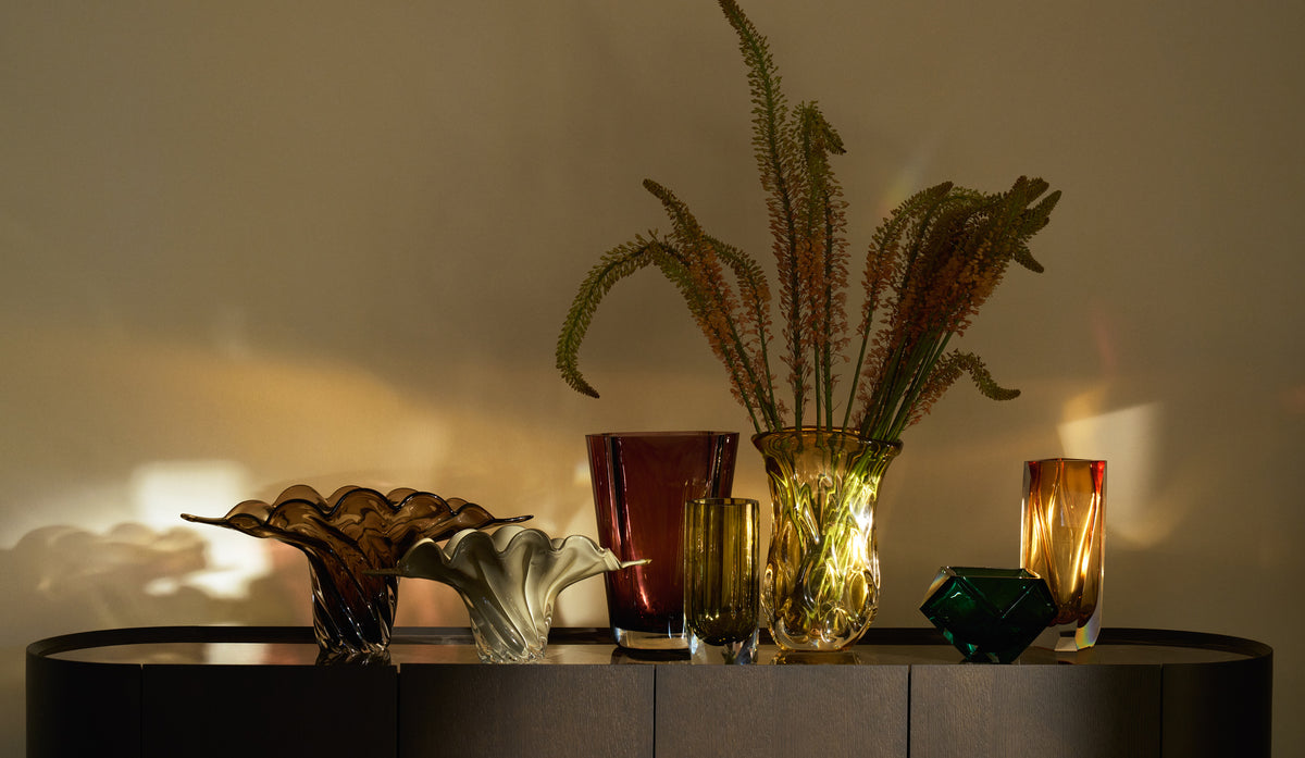 Lurea centrepiece in dark brown glass 46 x 30 cm