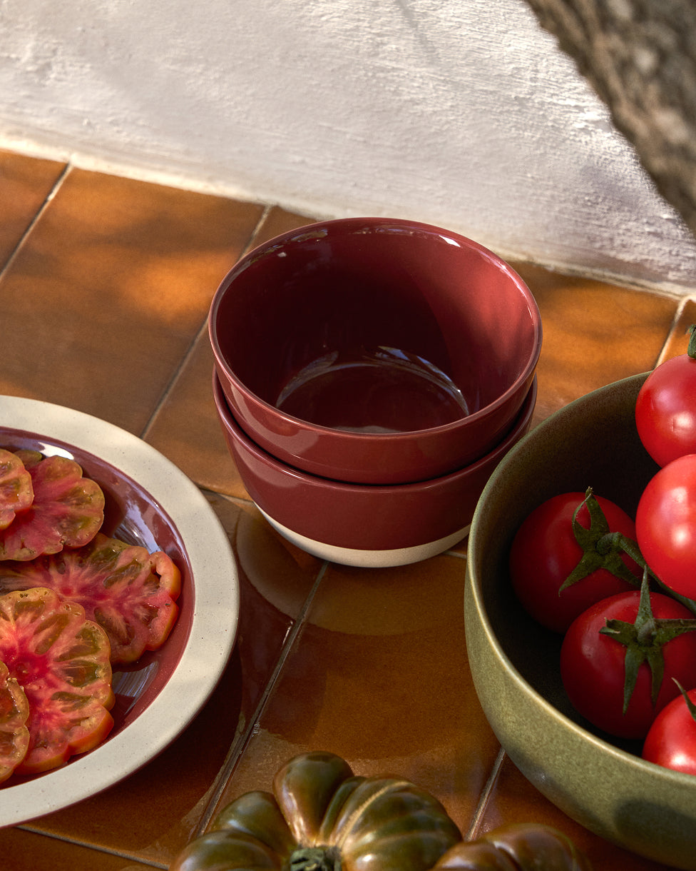Doren burgundy ceramic bowl